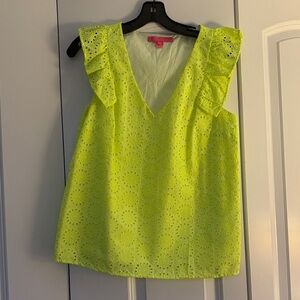 Lilly Pulitzer Lime Green Eyelet Sleeveless Top, medium